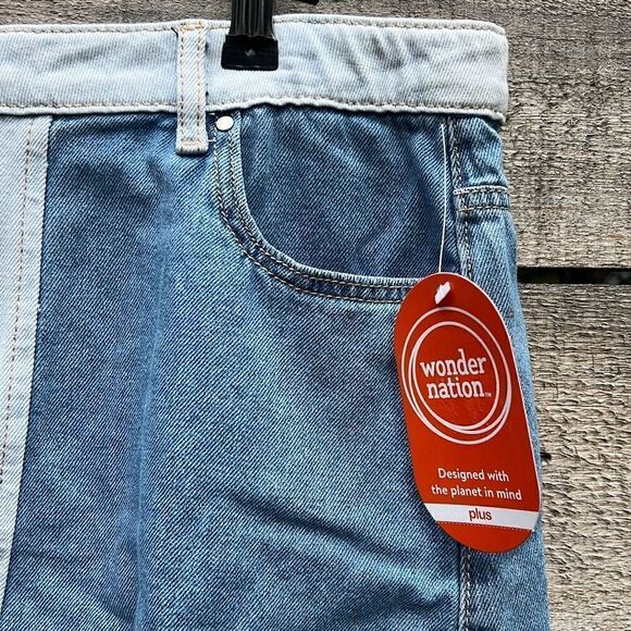 Wonder Nation Girls Raw Hem Distressed Patchwork Denim Skirt Size XL NWT - Picture 3 of 8